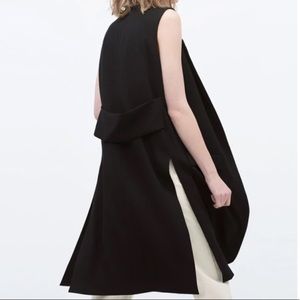 Zara Long Black Waistcoat Vest